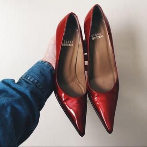 Stuart Weitzman red patent pumps